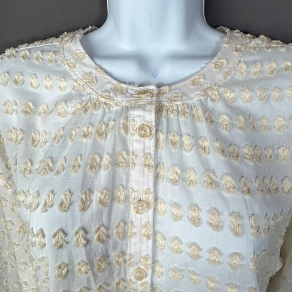 Pilcro Anthropologie Blouse Shirt Cotton Cream Textured Dot Size S NWT - Picture 11 of 14